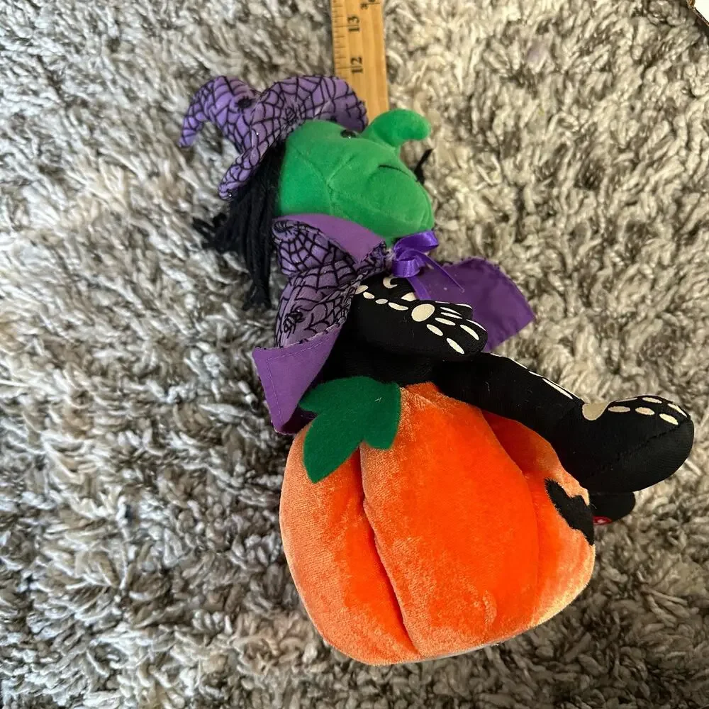 Vintage Russ Animated Musical Sound Plush Halloween Pumpkin Witch WORKS